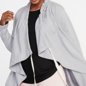 Cinched Neck French Terry Cardigan